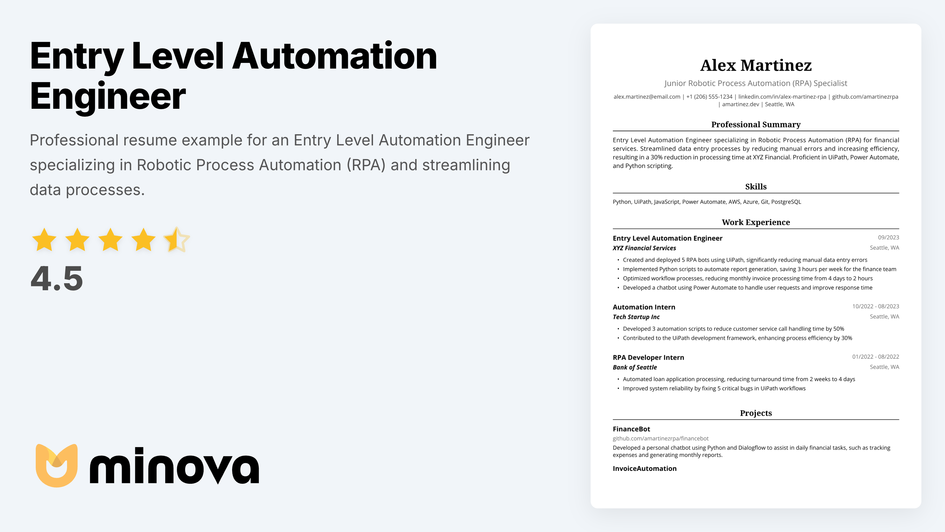 Entry Level Automation Engineer Resume Example - Professional Template ...