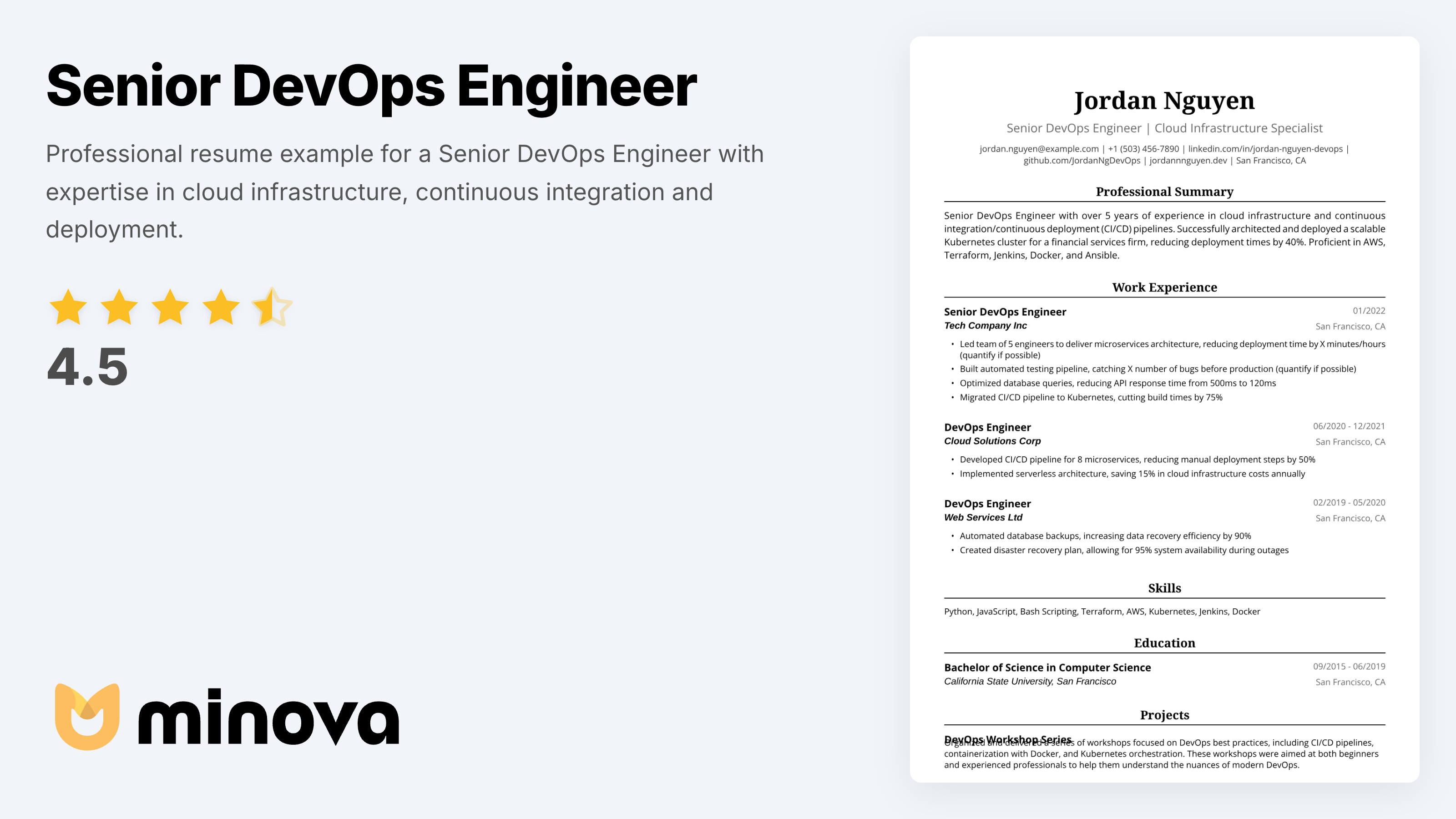 Senior DevOps Engineer Resume Example - Professional Template | Minova ...