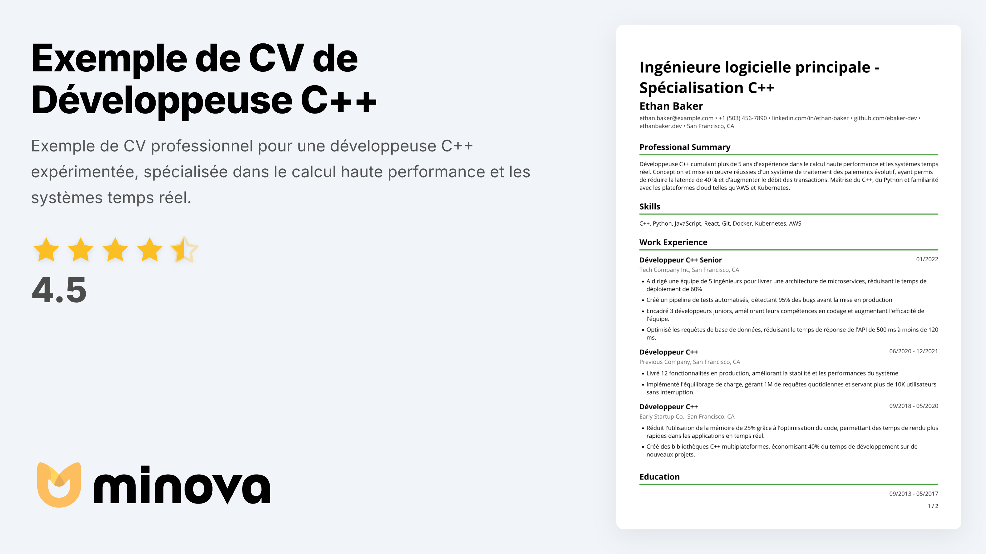 CV Développeuse C++ 2026 | Minova - Resume AI Assistant